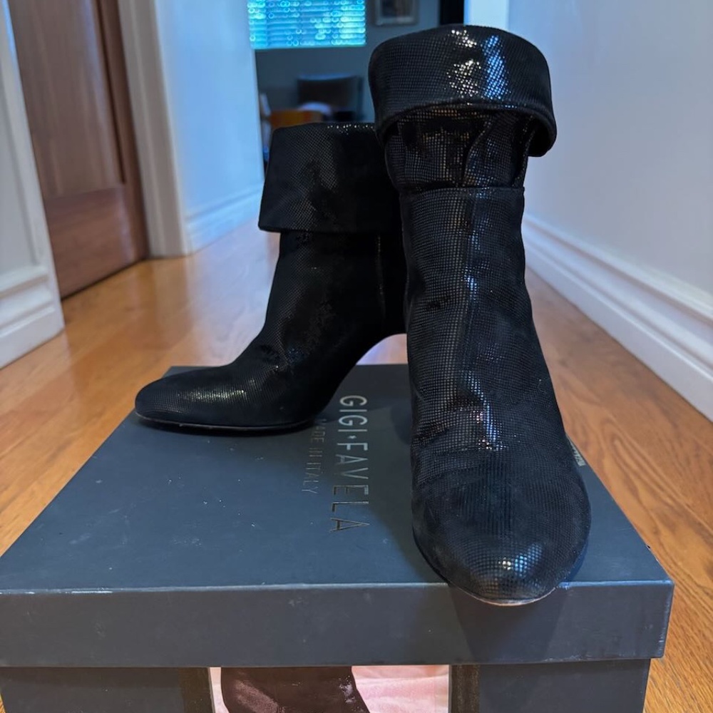 Gigi Favela black disco high heel boots